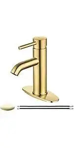 4 Inch Faucets 3 Hole, Bathroom Sink With Pop-Up Drain & Supply Hoses, 2-Handle 360 Swivel Spout Stainless Steel