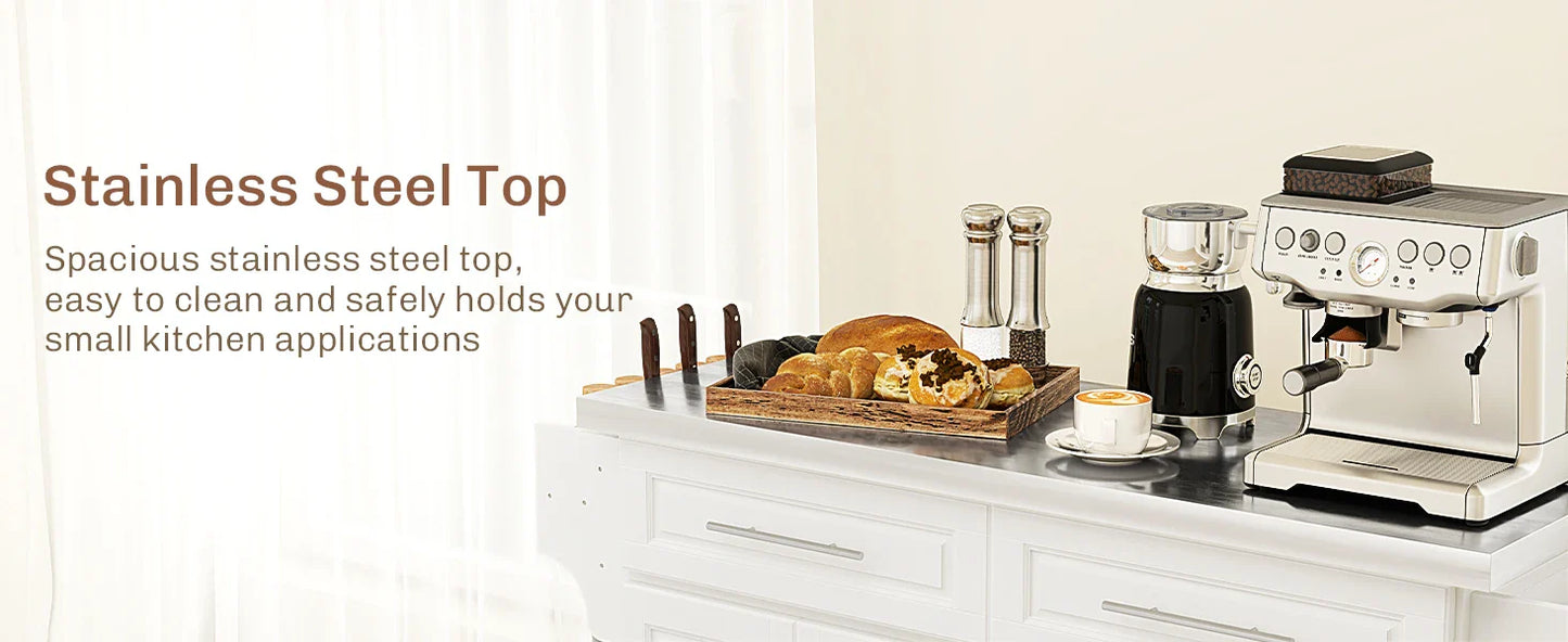 Rolling Kitchen Island Cart with Wheels, Portable Island Table for Kitchen