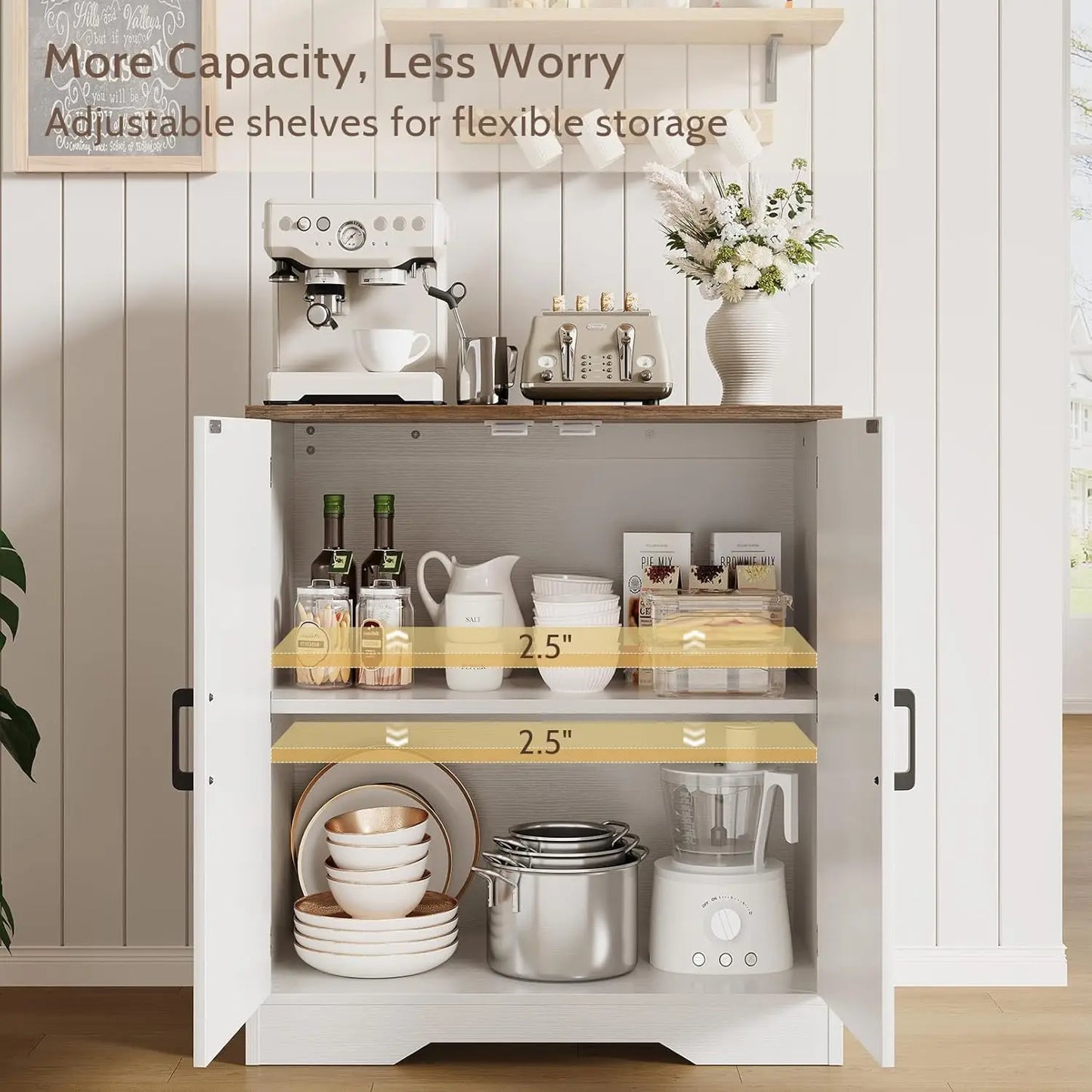 Sideboard Buffet Cabinet, Modern Farmhouse Kitchen Storage Cabinet