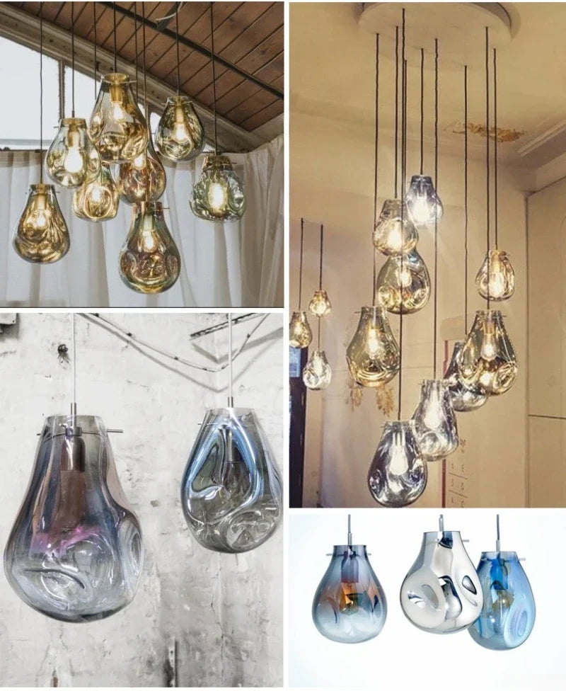 Modern Creative Colorful Glass Chandelier Contemporary Irregular Shape