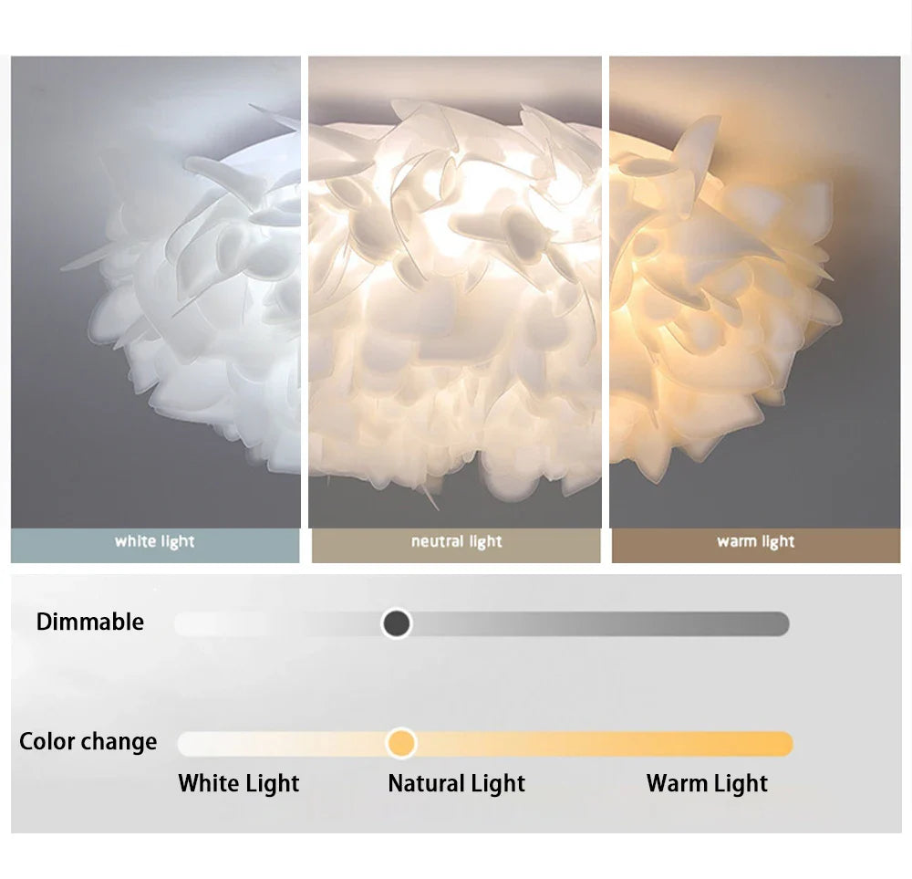 Exquisite Leaves Dimmable LED Ceiling Lights White Remote Control
