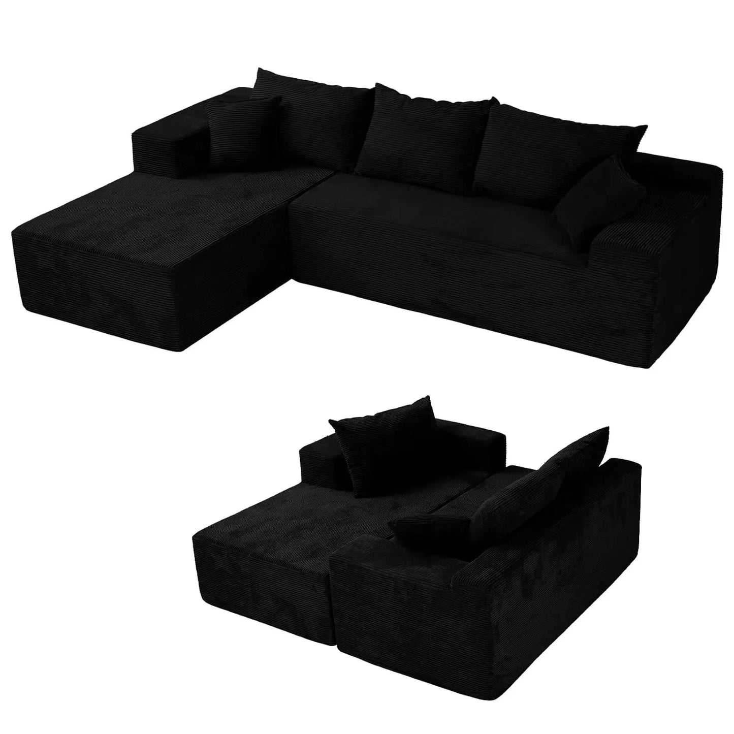L-Shape Sectional Sofa with Chaise Deep Seat Living Room No Assembly