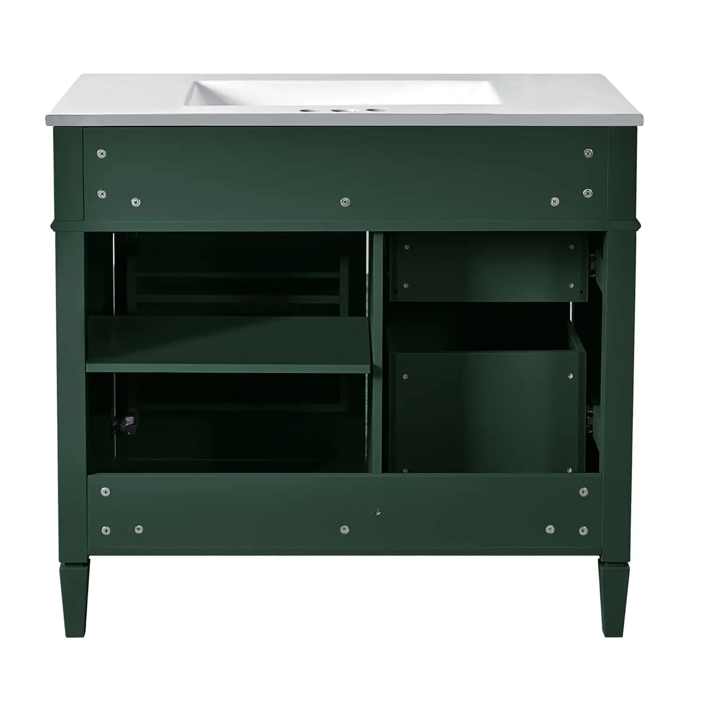 36in Solid Wood Bathroom Vanity with Soft-Close Doors & Tip-Out Drawer Undermount Sink Cabinet Green