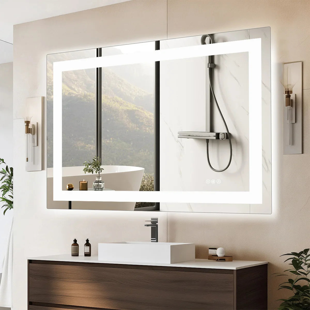 JHK 36"x 24"LED Bathroom Vanity Mirror for Wall  Tempered Glass with Front Light and Backlit For Living Room