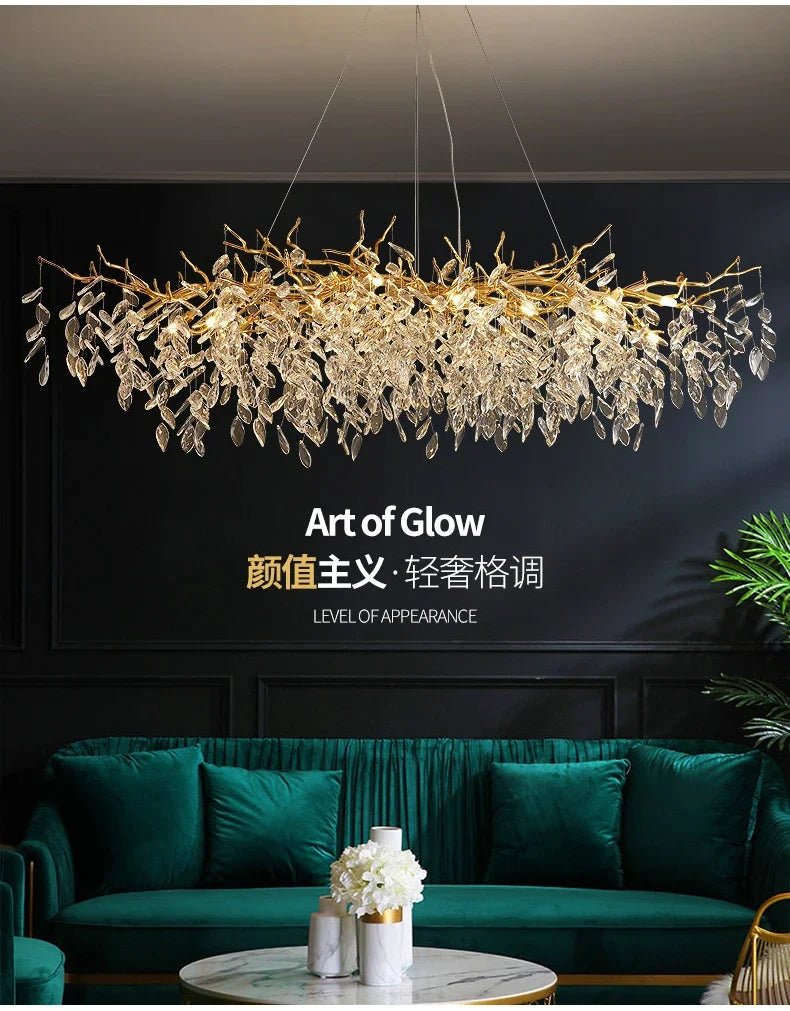 2025 Luxury Gold Crystal LED Chandeliers Living Dining  Lustre Ceiling Pendant Lamps I