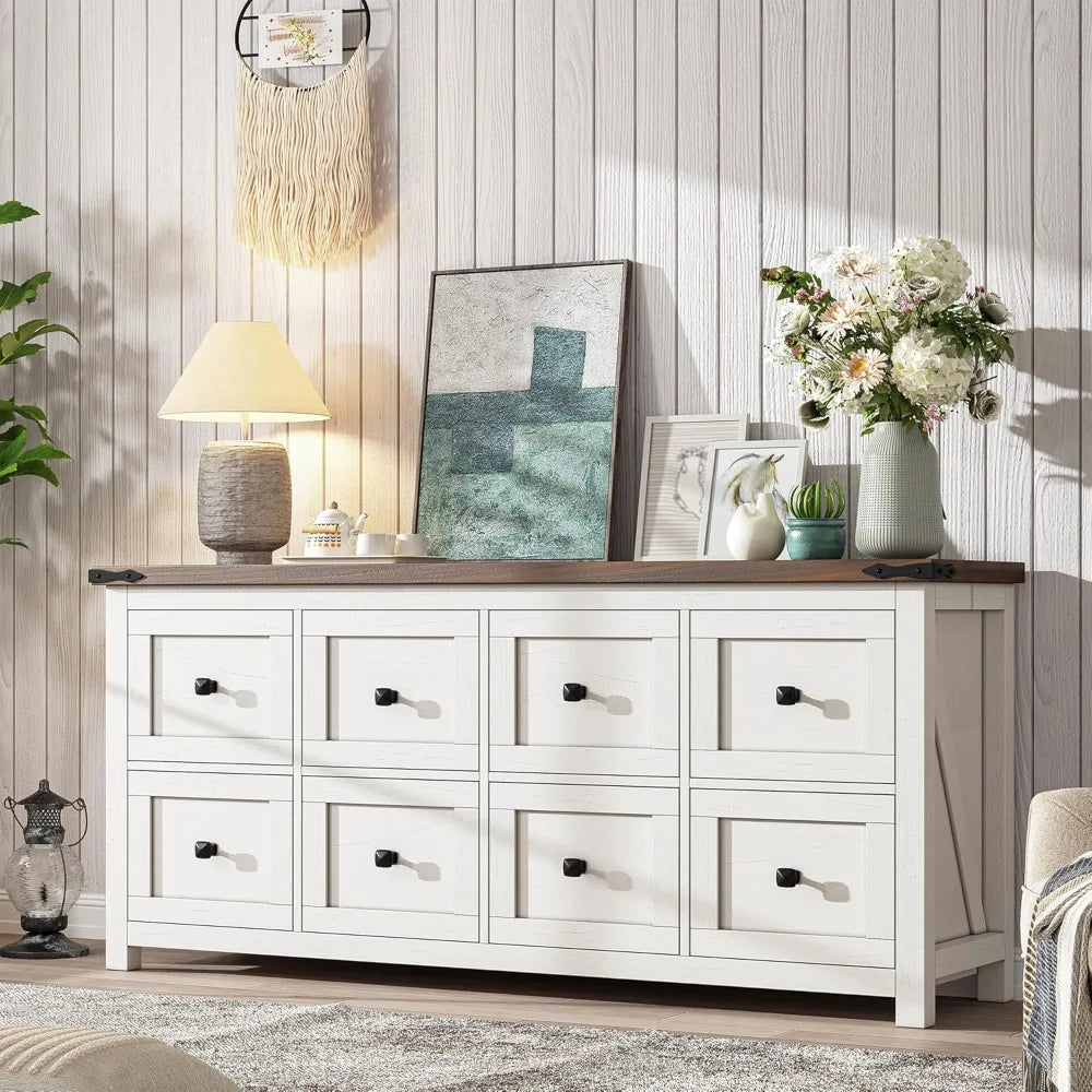 Dresser with 8 Drawers, Farmhouse, Wood, Wide, Long, TV Stand