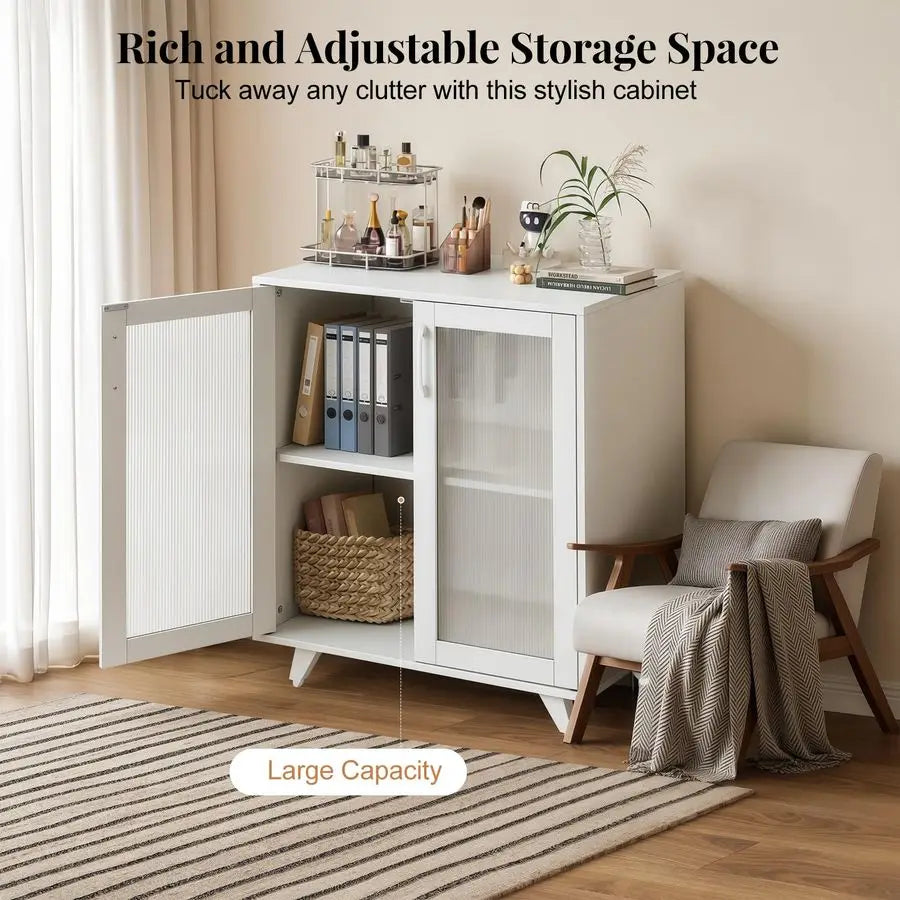 Kitchen Buffet Server Table Accent Sideboard  Cabinet 27inch, White