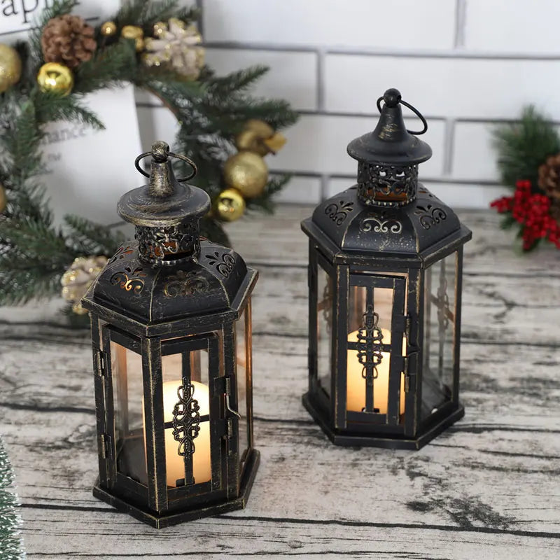 Vintage Nordic Candle Holder Lanterns Candles Aesthetic Hanging Lantern
