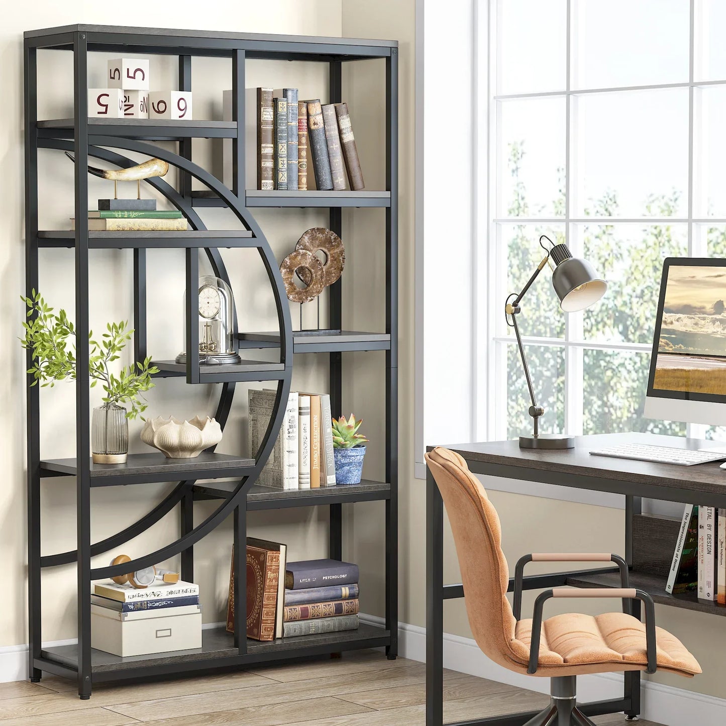 Tribesigns Bookshelf Industrial 5 Tier Etagere Bookcase,