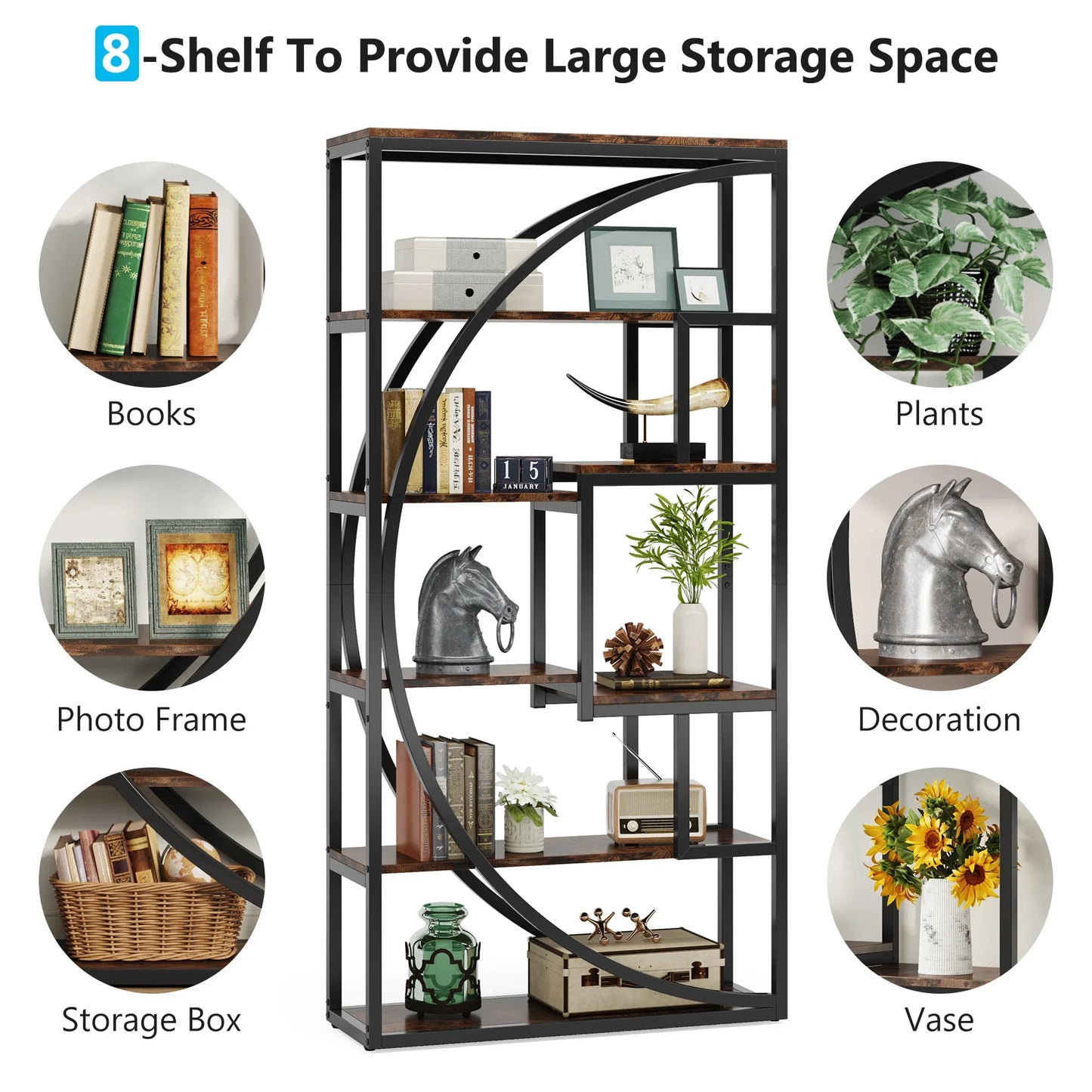 Tribesigns Bookshelf Industrial 5 Tier Etagere Bookcase,
