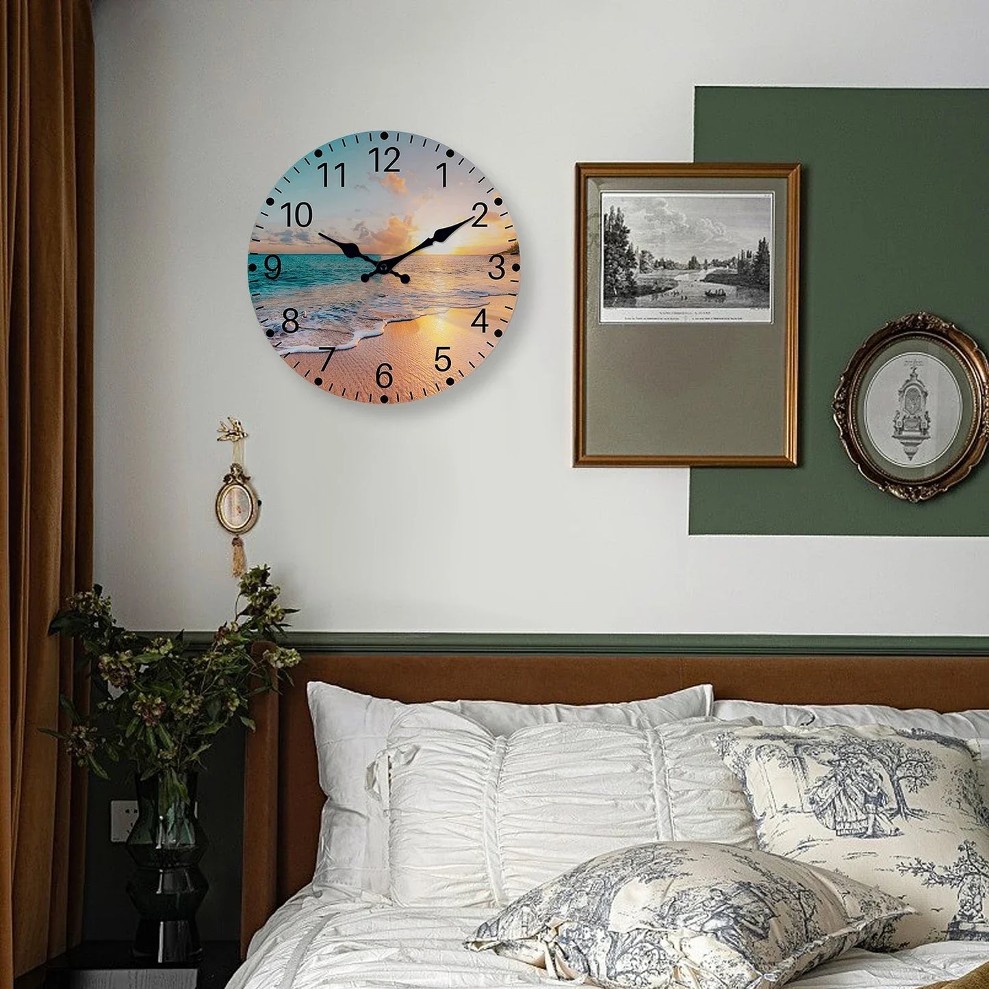 Beach Sea Starfish Shells Blue Wall Clocks Non Ticking