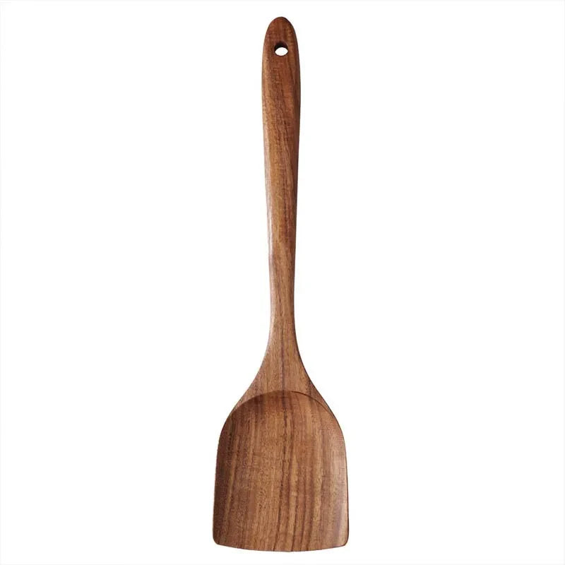 Wood Kitchenware Cooking Set Household Spatula Spoon Set Salad Spoon Fork Stirring Spoon With storage bucket