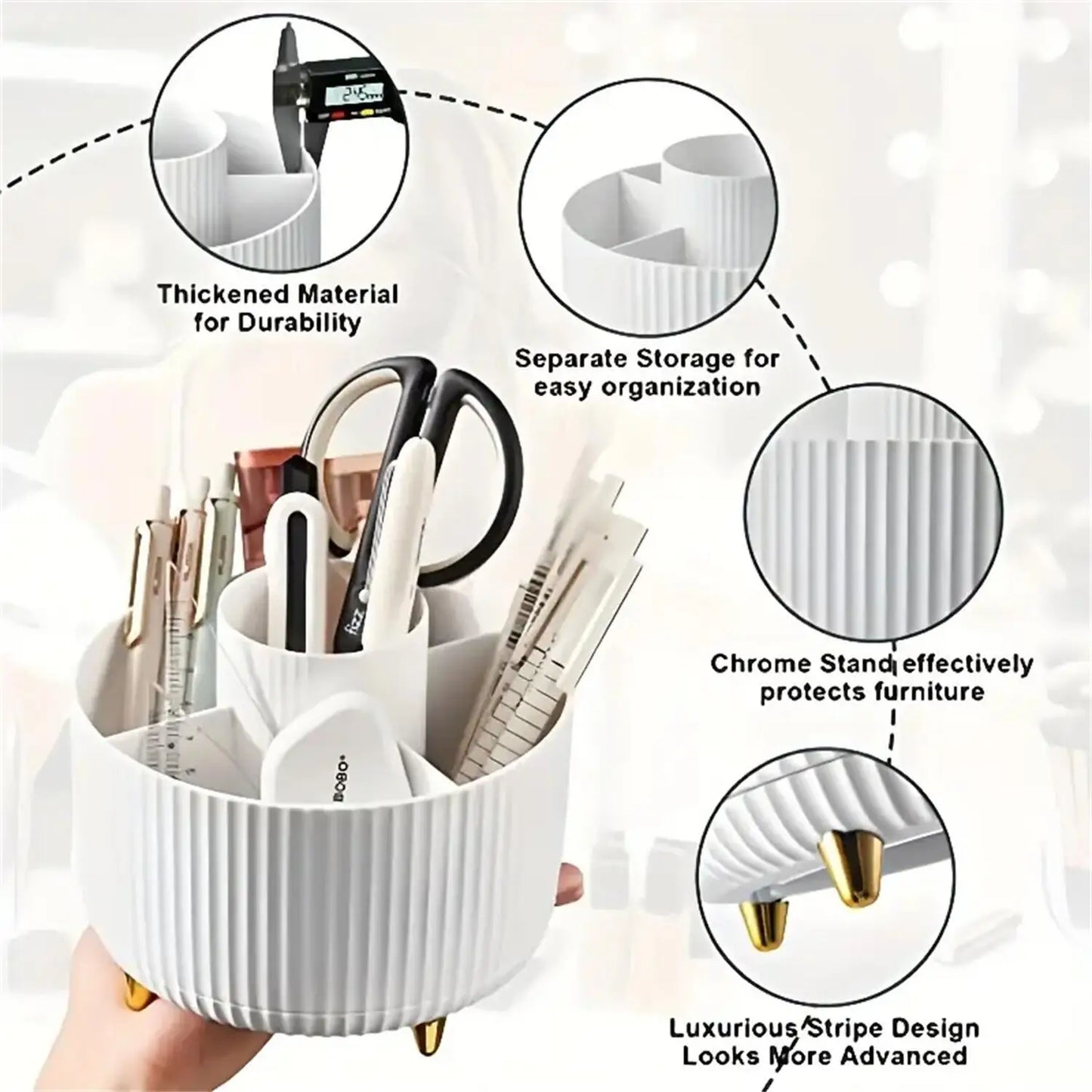 360° Rotating Makeup Organizer - 1pc with 5 Compartments