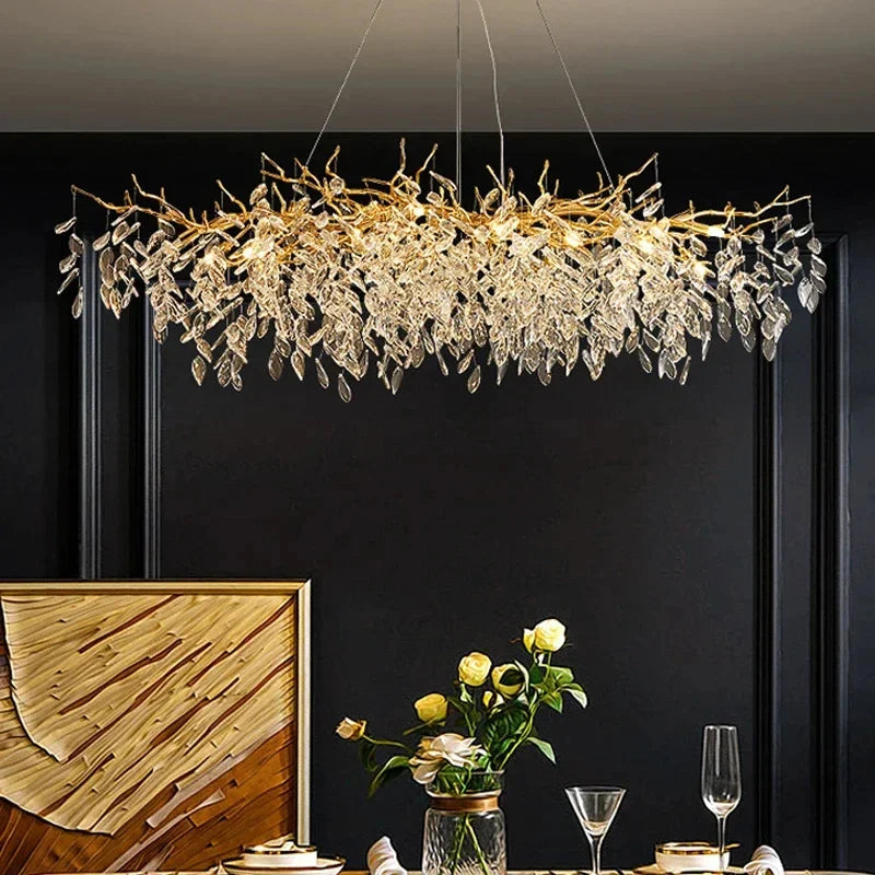2025 Luxury Gold Crystal LED Chandeliers Living Dining  Lustre Ceiling Pendant Lamps I