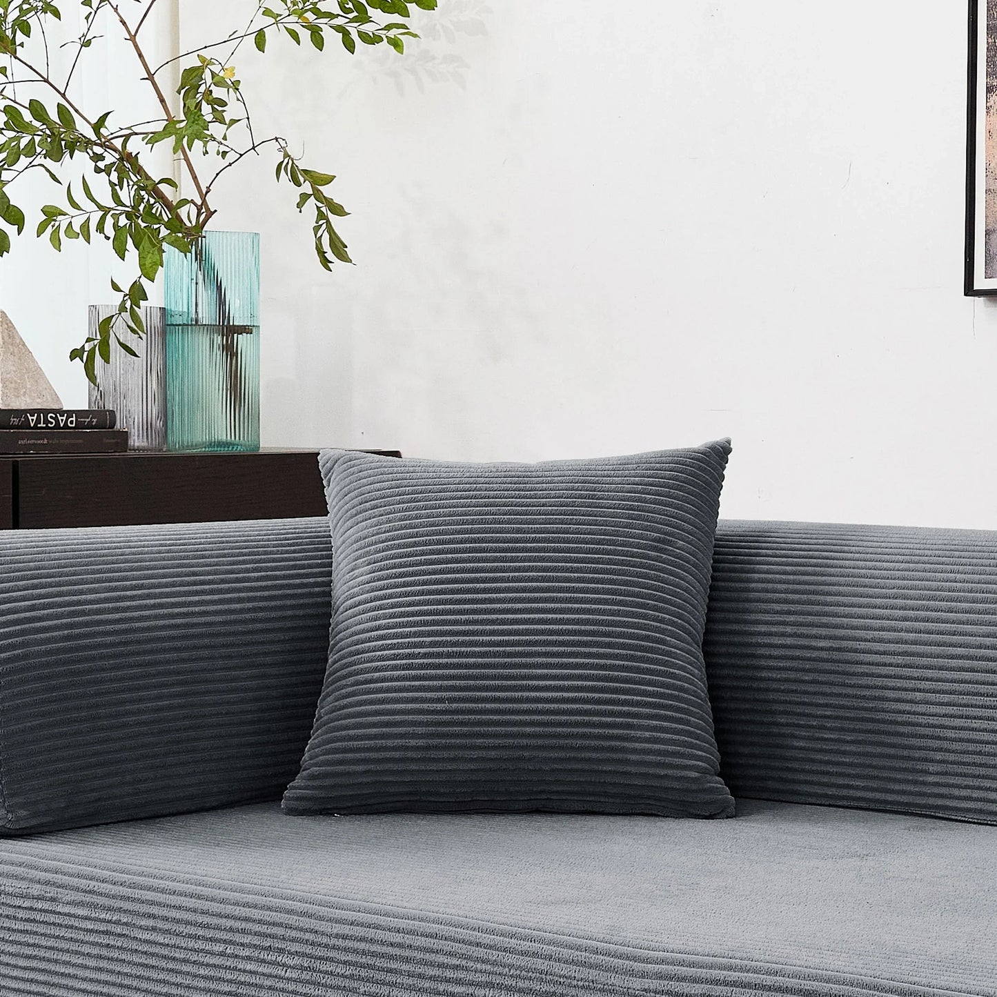 79" Convertible Sofa Bed with Fixed-Shape Frame & Removable Armrests, Modular Corduroy