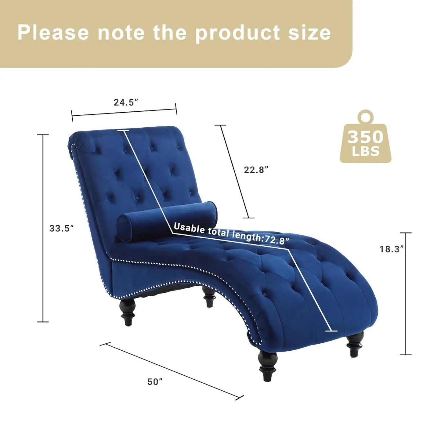 Velvet Chaise Lounge Indoor,Button-Tufted Upholstered with Pillow for Bedroom Living Room,
