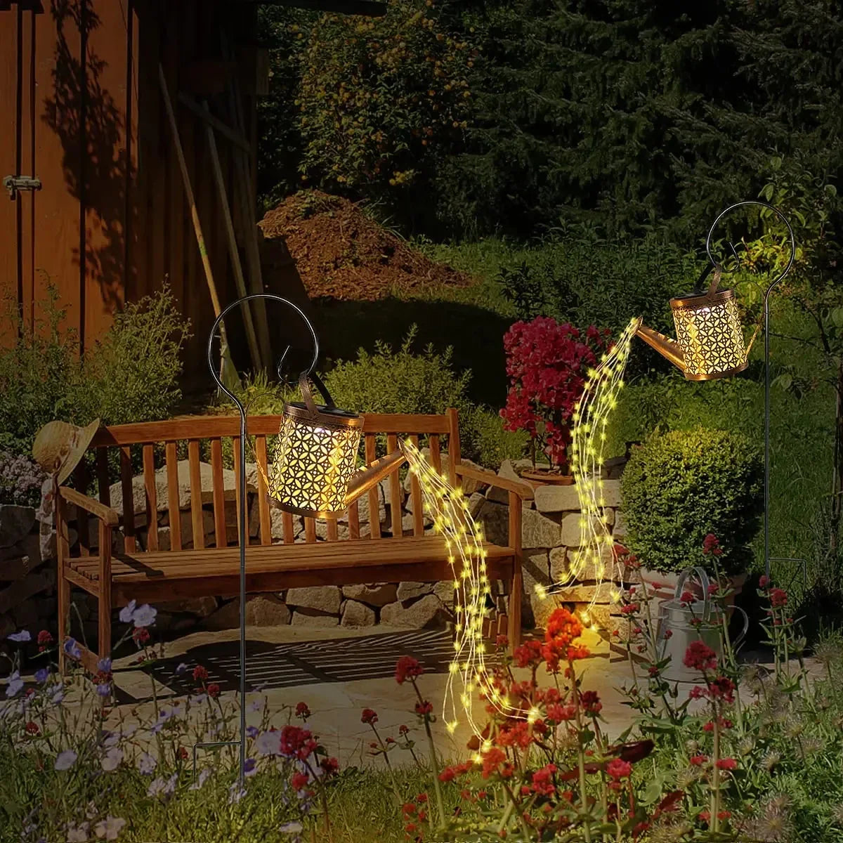 1pc Solar Watering Can with Lights Outdoor Solar Garden Lights