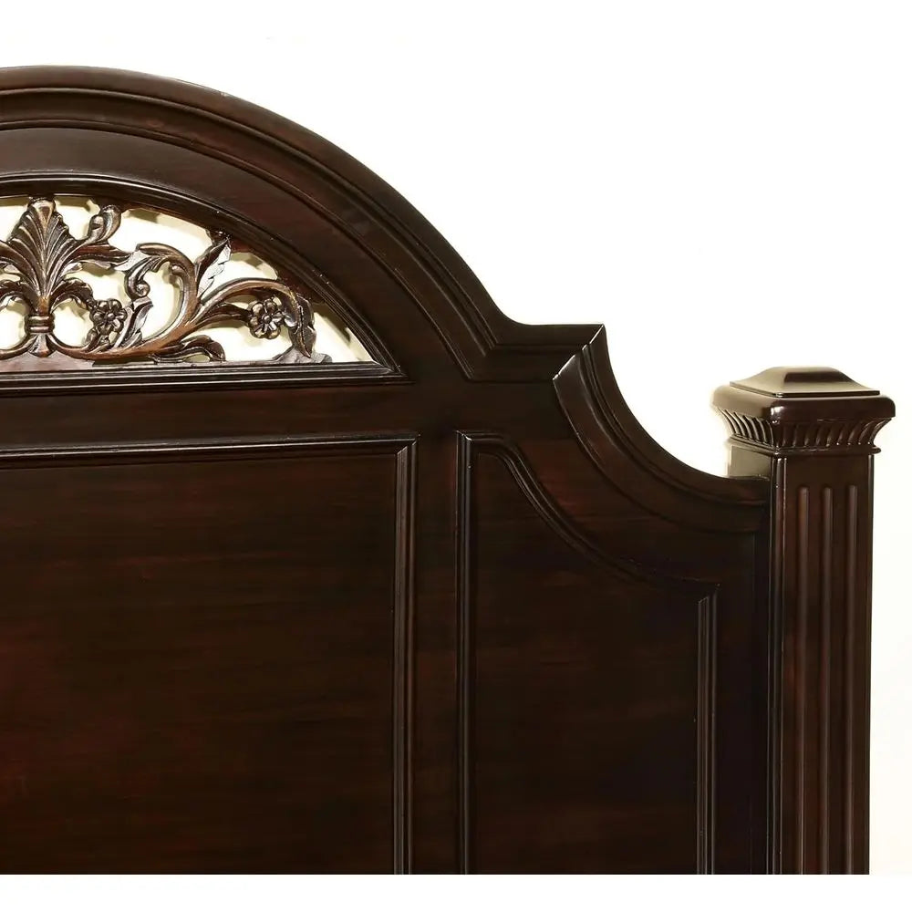 6-Piece Solid Wood Traditional Bedroom Set with Chest, Mirrored Dresser, 2 Nightstands,