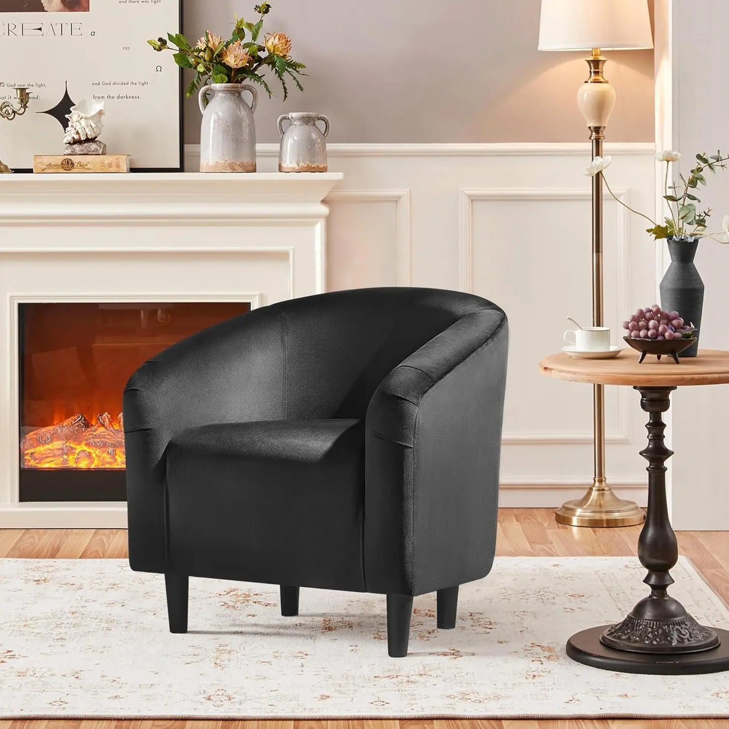 Barrel Chair, Modern Accent Chair Comfy Velvet Chair  for Living Room Bedroom Office,