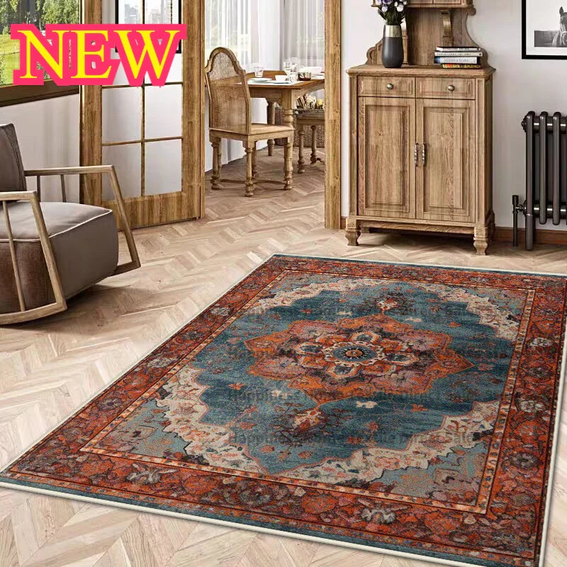 Persian Luxury Rugs for Retro Red Decor Carpets for Living Room
