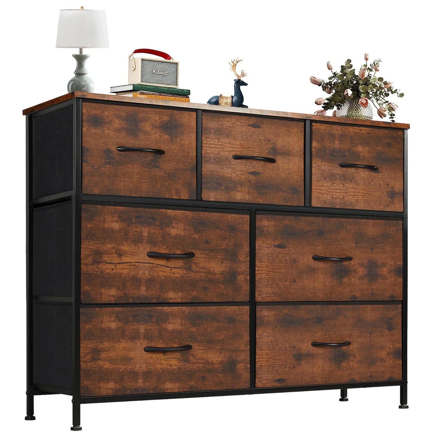 JHK Desser For Bedroom With 7 Fabric Drawers Closet Chest For Living Room Display Cabinet
