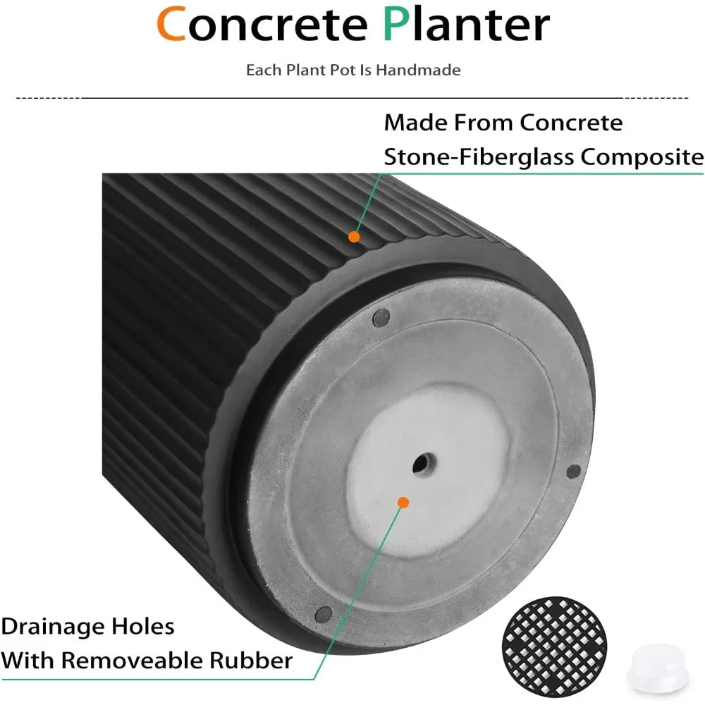 Round Concrete Planter Outdoor Indoor, Large Cement Plant Pots