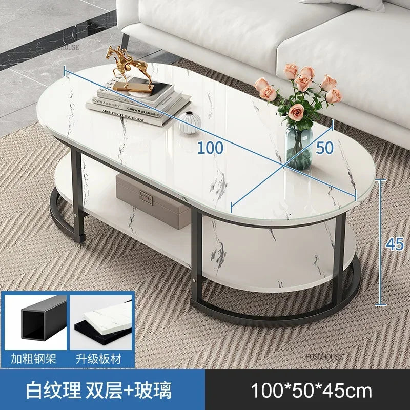 Minimalist Storage Oval  Modern Design Coffee Table