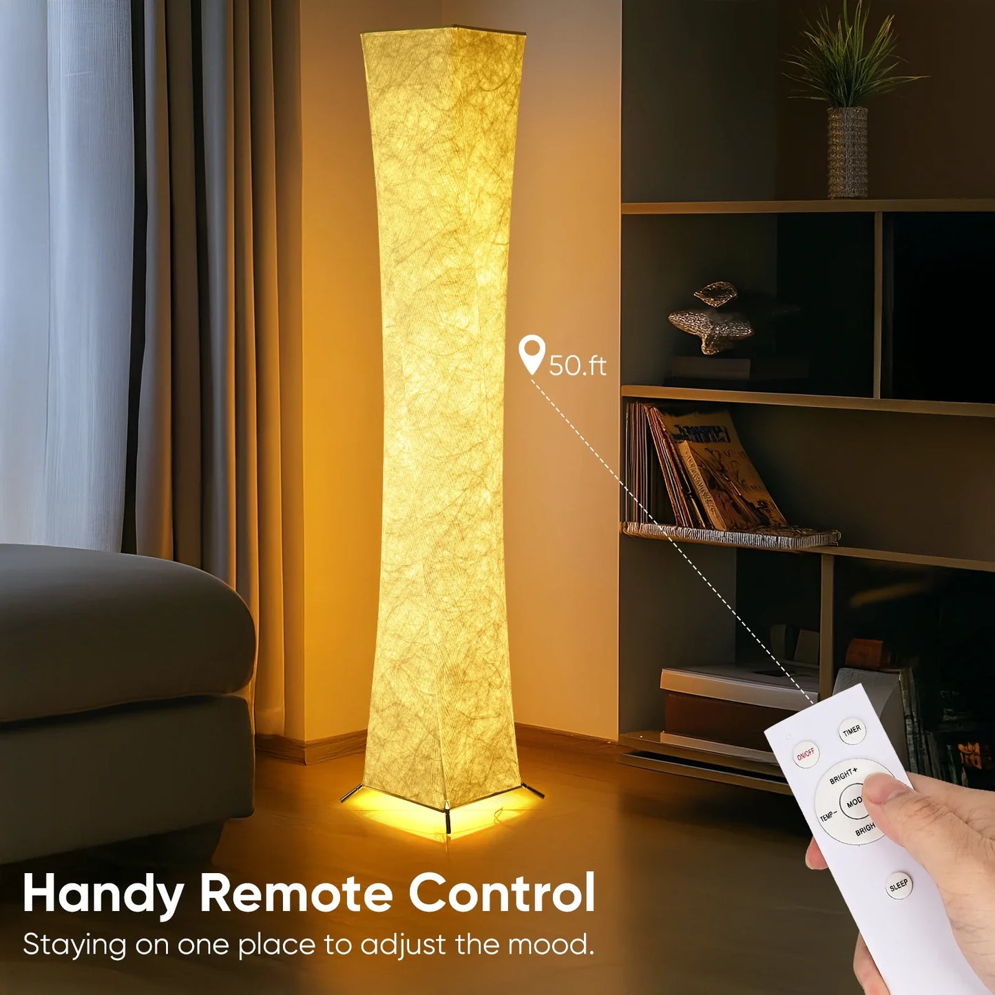 Soft Light Floor Lamp, 52" Simple Design Morden Slim Warm Light 3000K LED Tyvek Fabric Shade