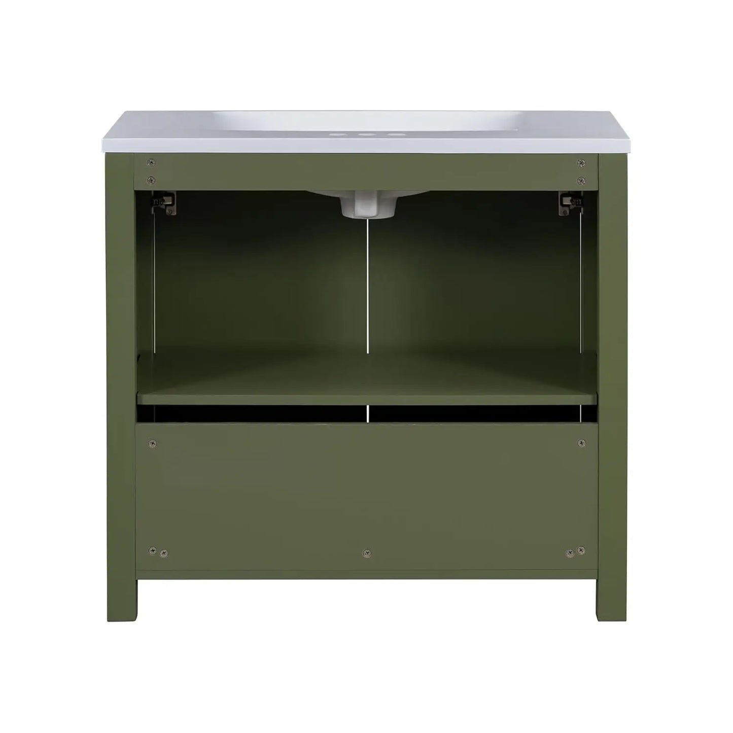 36in Free Standing Bathroom Vanity with Sink Wooden Cabinet Ceramic Basin