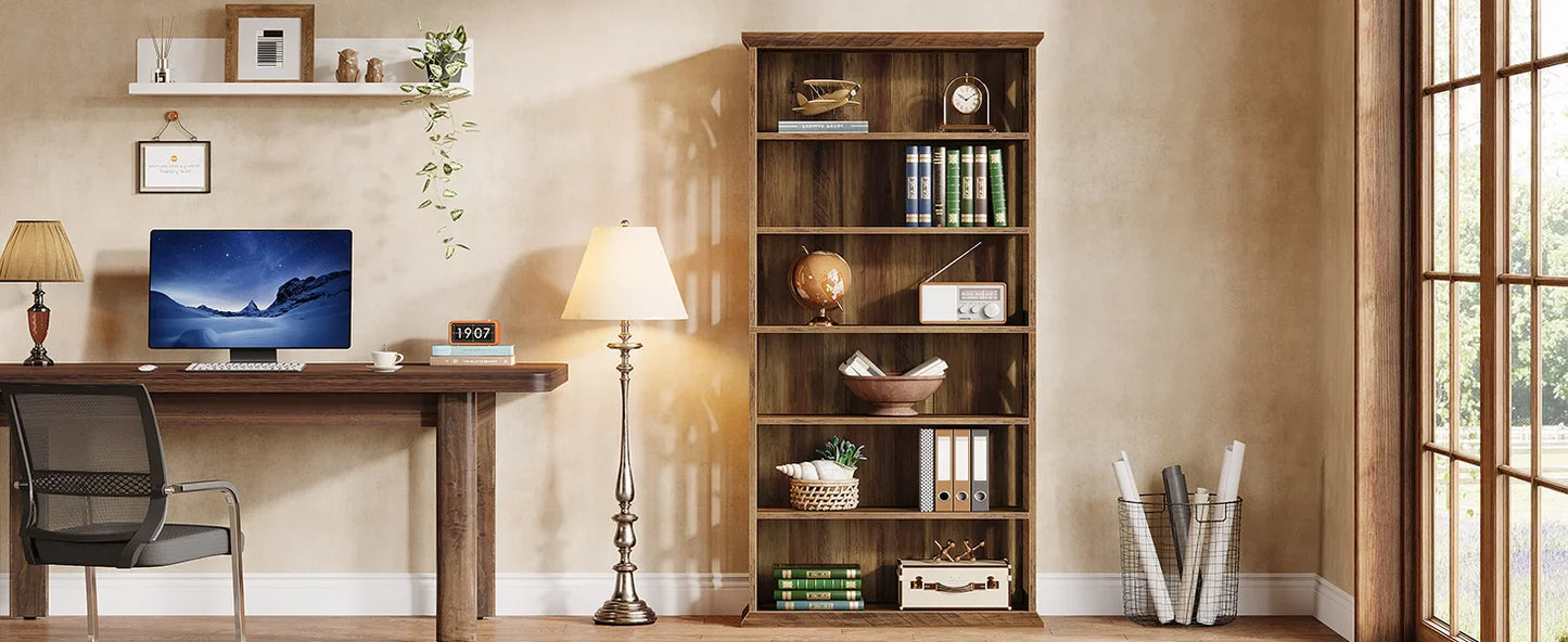 Tribesigns 6-Tier Bookshelf, 75-Inch Tall Bookcase,  Freestanding Display Shelves,