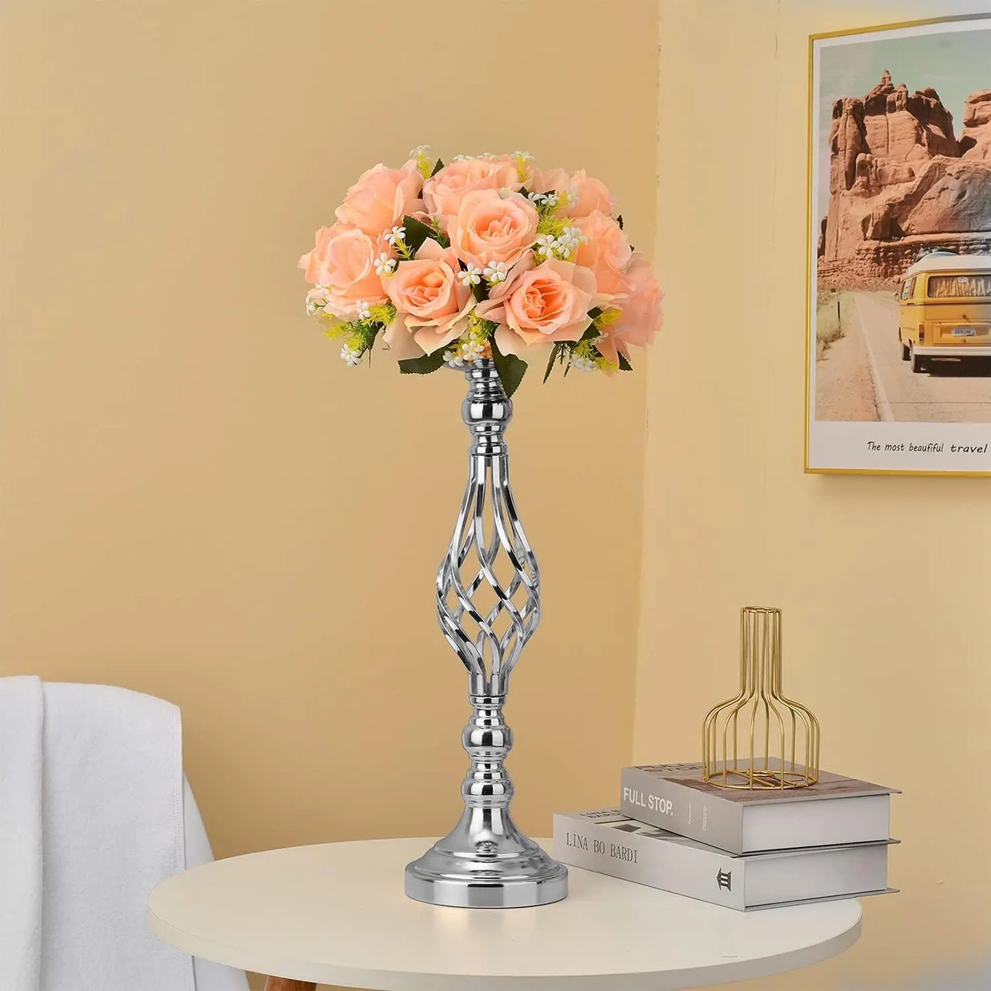 6pcs Silver Metal Flower Vases