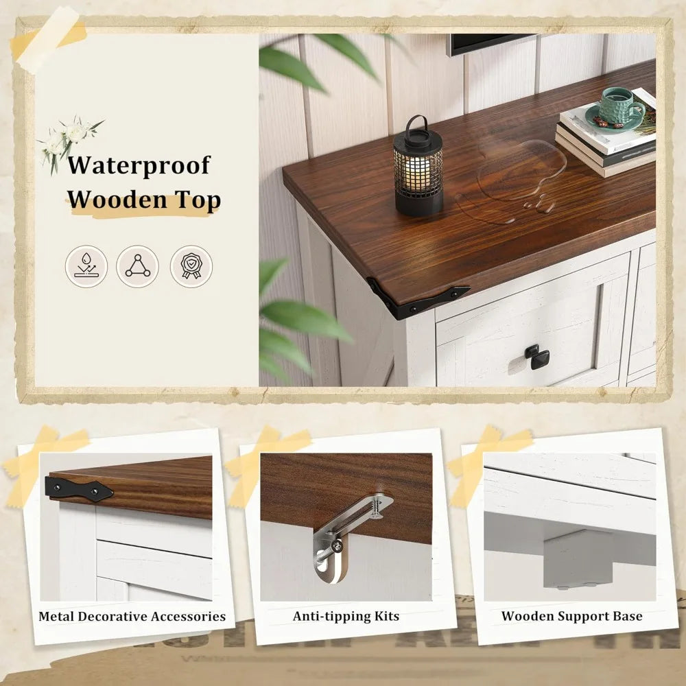 Dresser with 8 Drawers, Farmhouse, Wood, Wide, Long, TV Stand