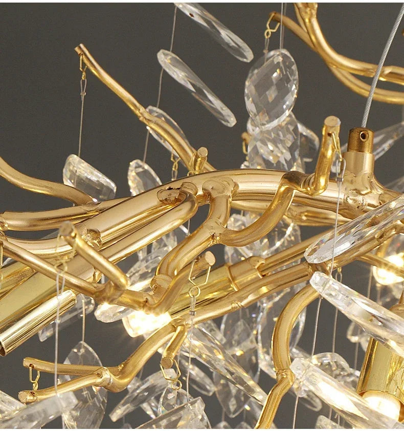 2025 Luxury Gold Crystal LED Chandeliers Living Dining  Lustre Ceiling Pendant Lamps I