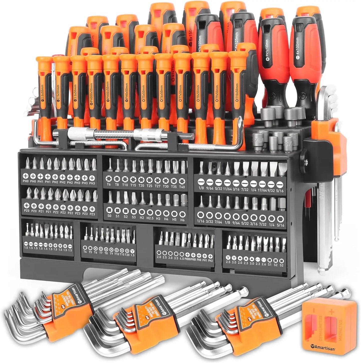 Magnetic Screwdriver Set, 43-Piece with Case, Includes Slotted, Phillips, Hex, Pozidriv, Torx - Green