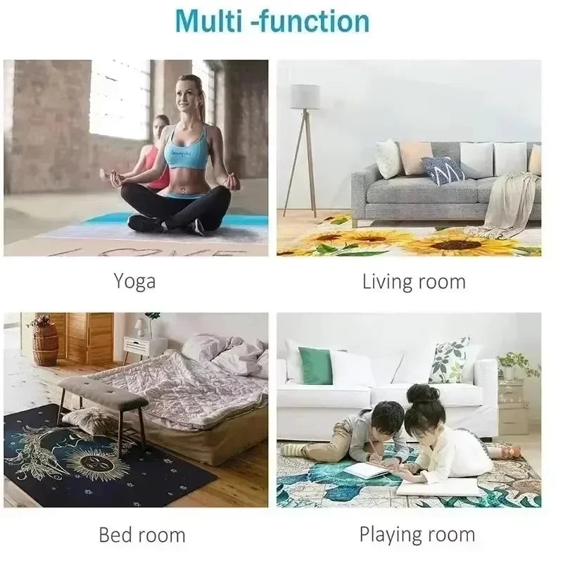 Magic Unicorn Plant Floral Carpet for Living Room Bedroom