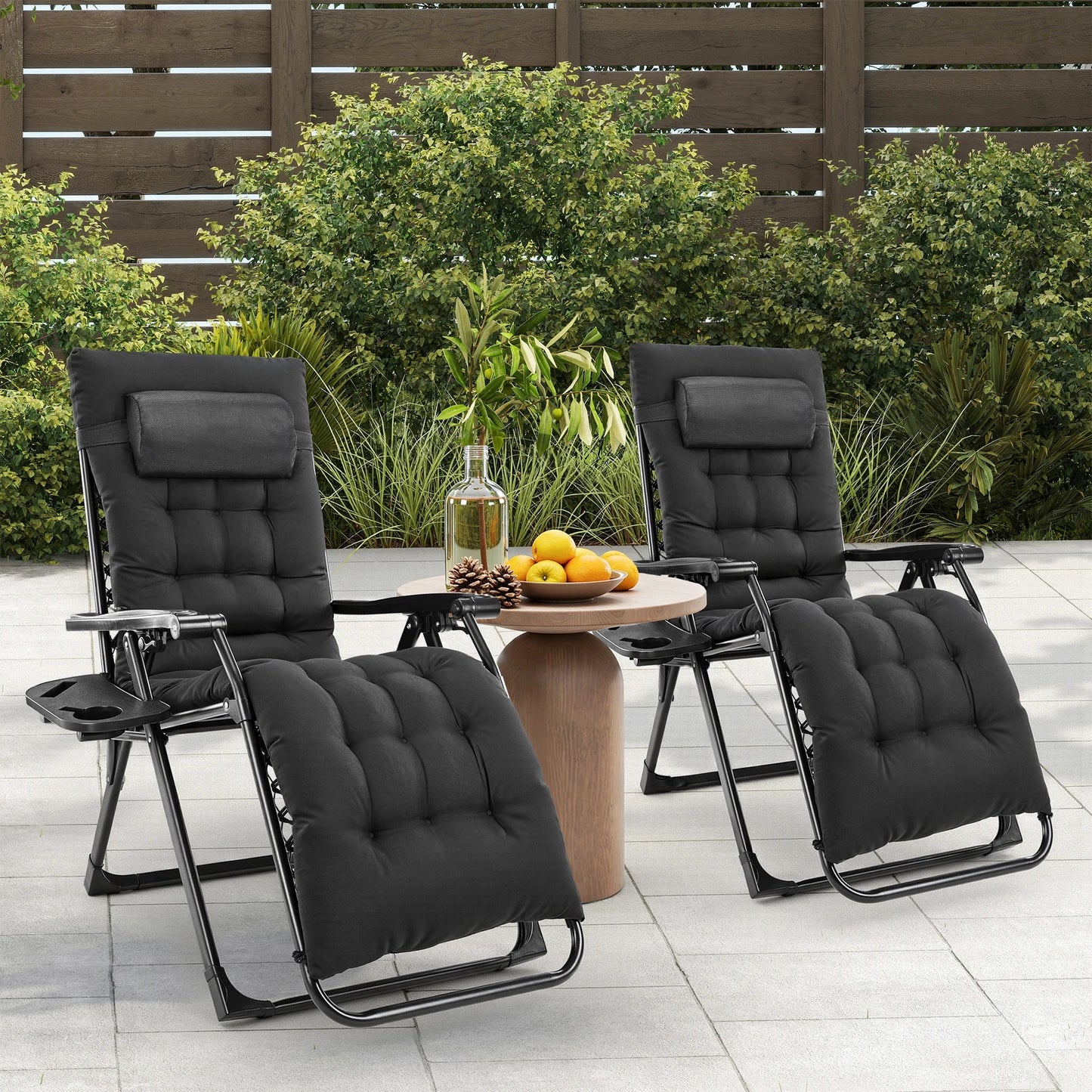 JHK Zero Gravity Recliner Camping Patio Lounge Chair  with Cup Holder  Removable Cushion For Outdoor Garden