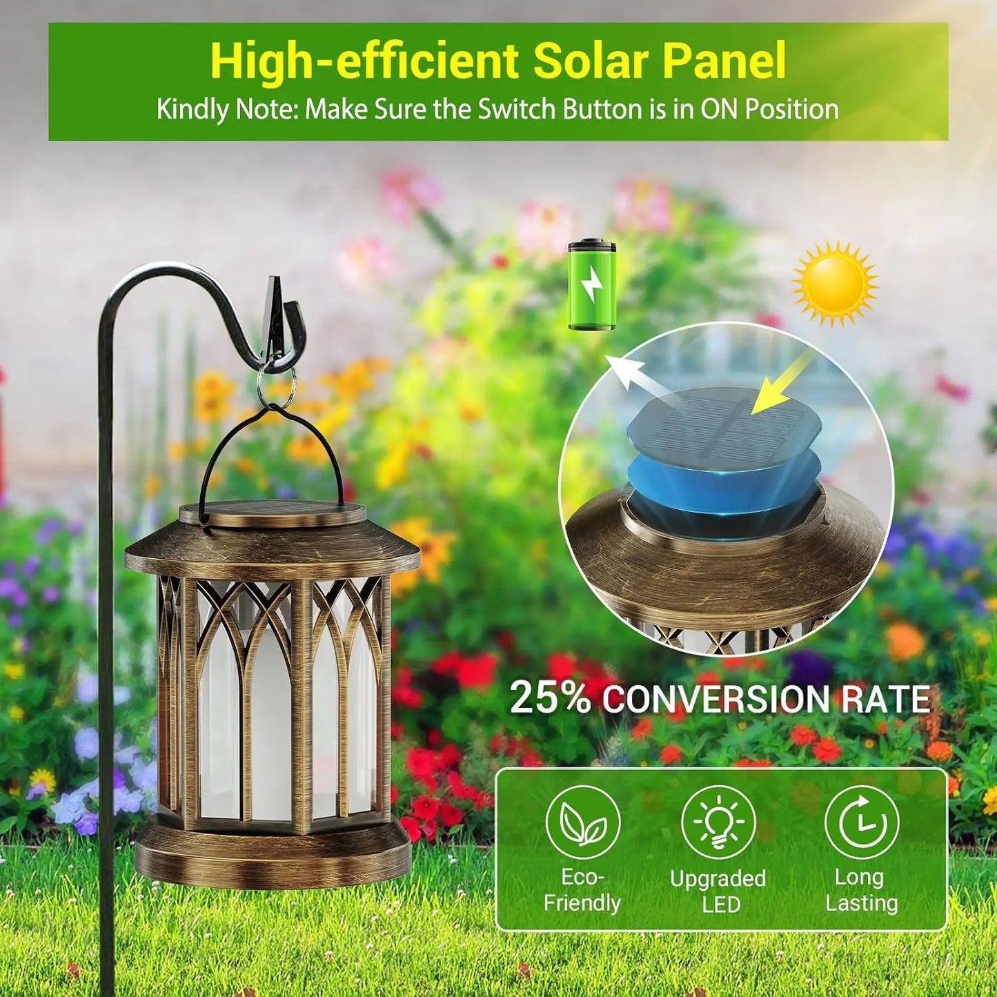 2 Pack Solar Hanging Lights Outdoor for Garden, Bronze/Black
