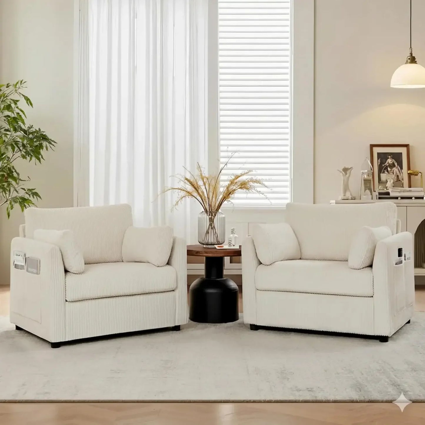 Modern Accent  Living Room Chairs in Corduroy Fabric, for Apartment