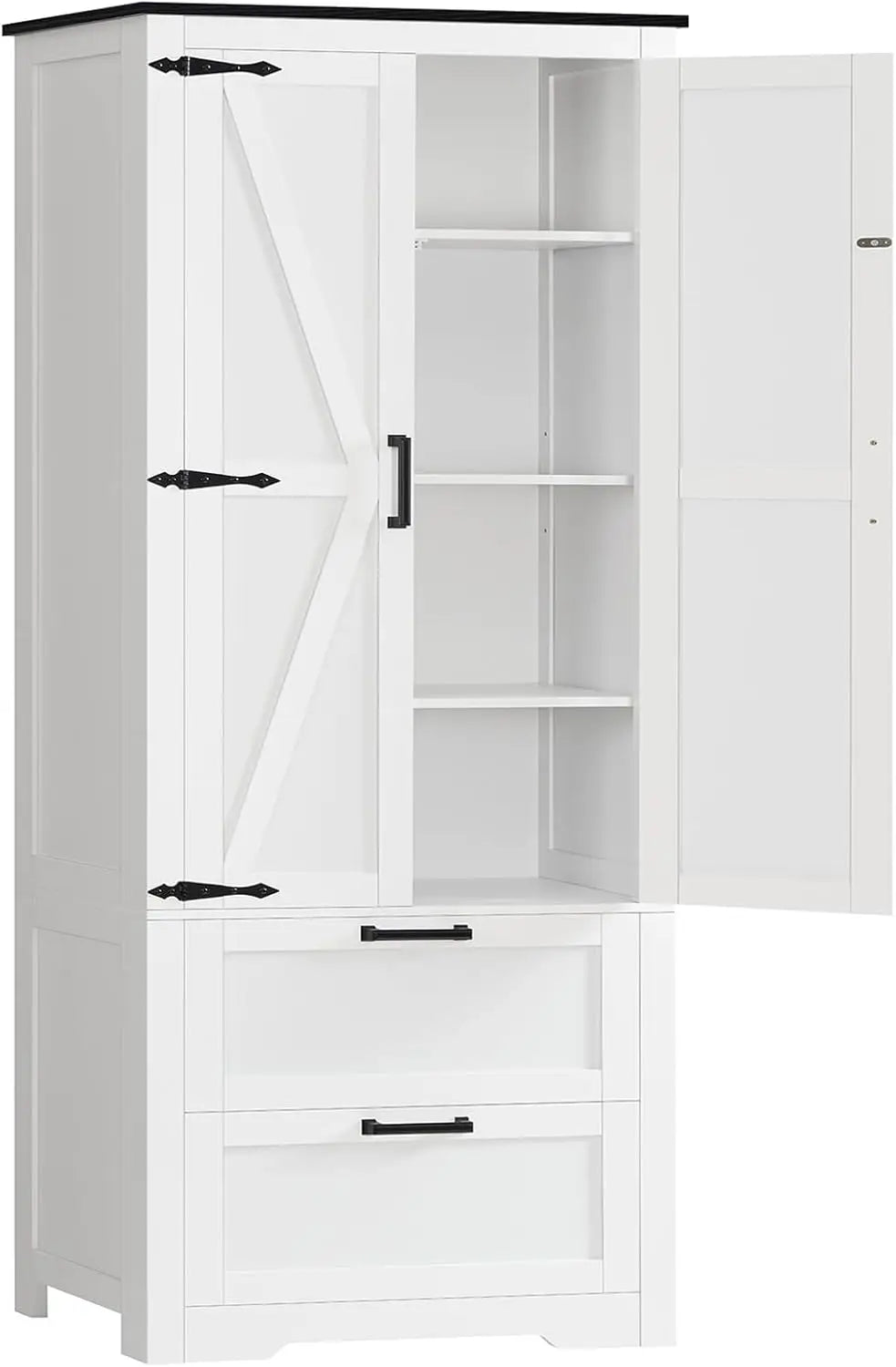 66.2" Farmhouse Storage Cabinet with 2 Doors & Drawers Kitchen Bathroom Living Room