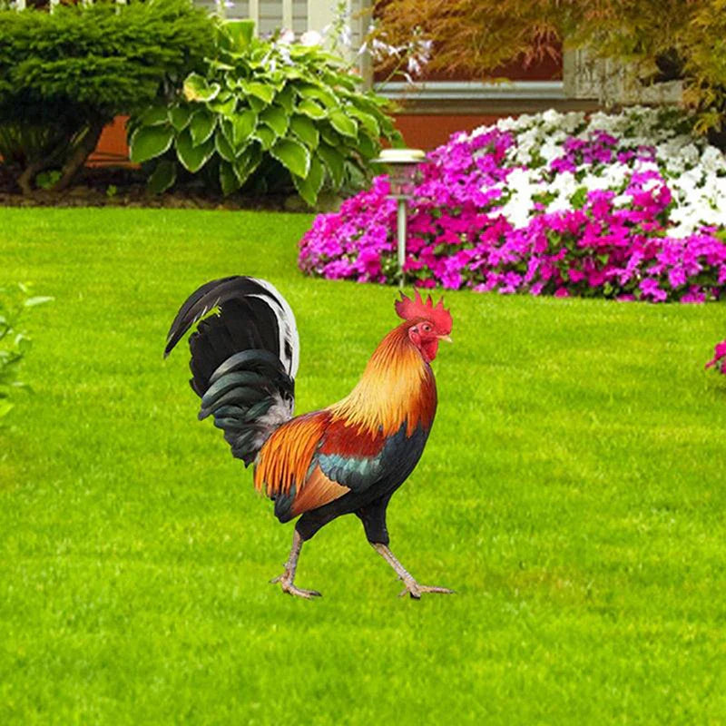 Garden Rooster Statue Chicken Sculpture For Yard Decor Patio