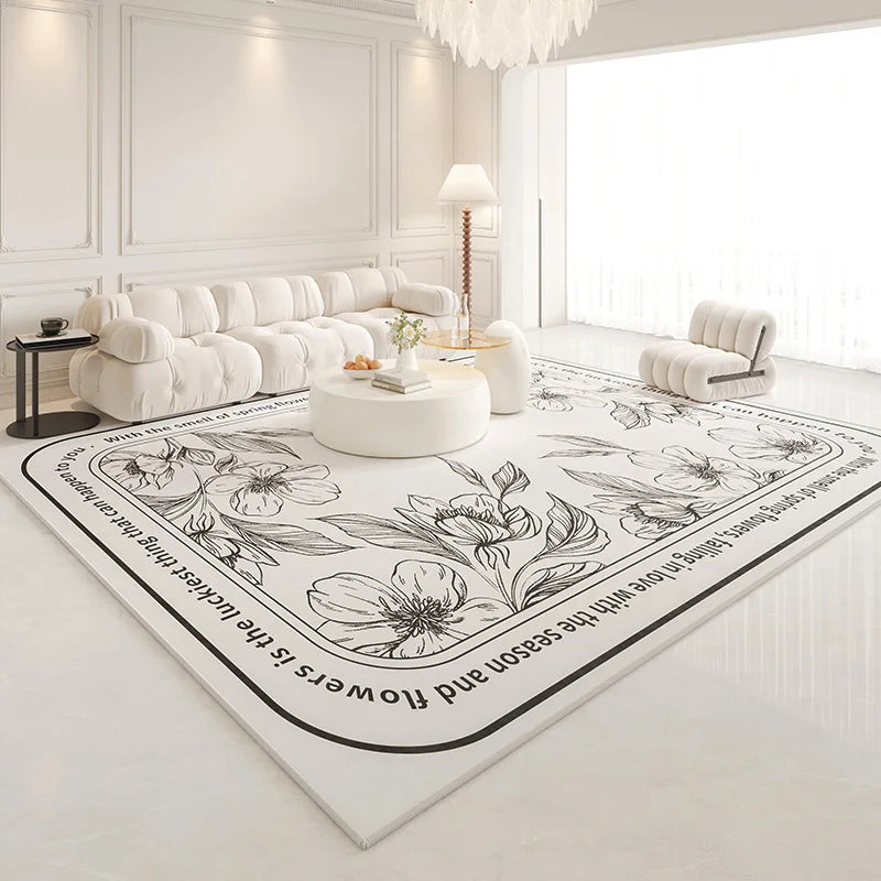 American Retro Carpets for Living Room Thick  Decor Flower Pattern Carpet