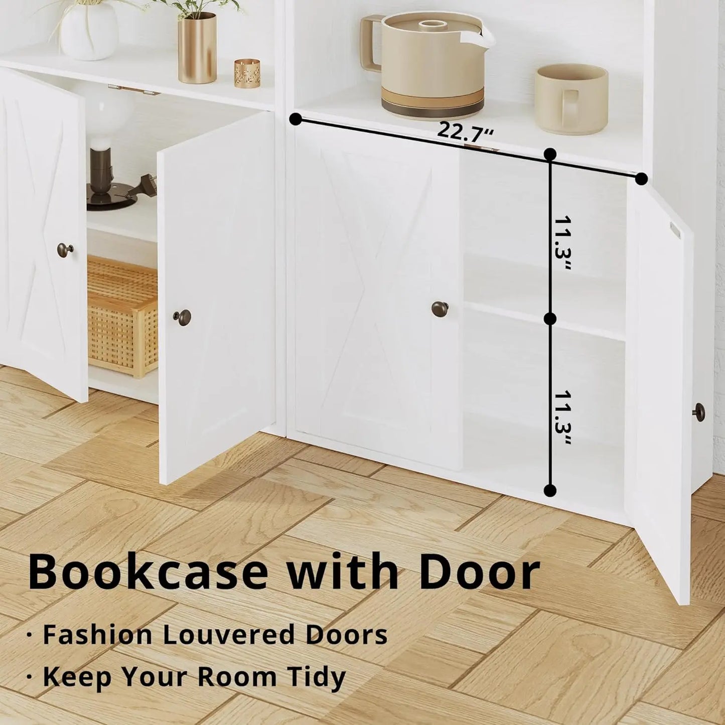 IRONCK Industrial Bookshelves and Bookcases with Doors 11.8 in  5 Shelf  Bookcase