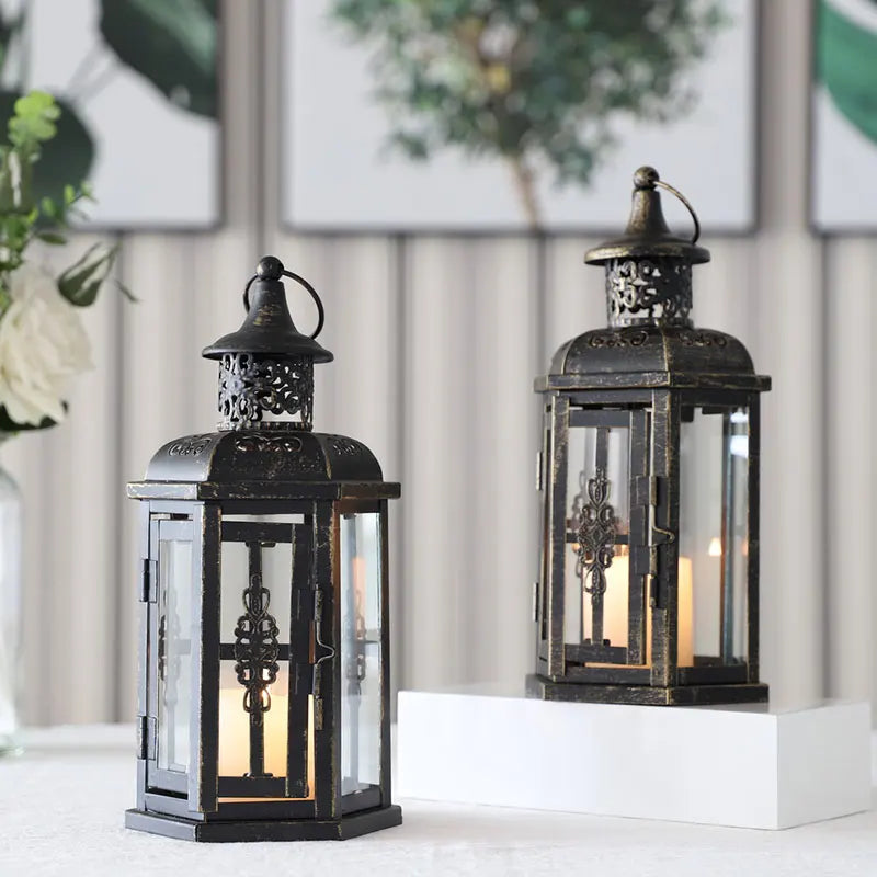 Vintage Nordic Candle Holder Lanterns Candles Aesthetic Hanging Lantern