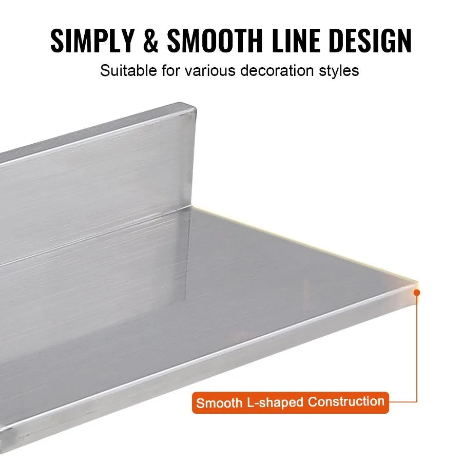 8.6 x 16 Stainless Steel Shelf Wall Mounted