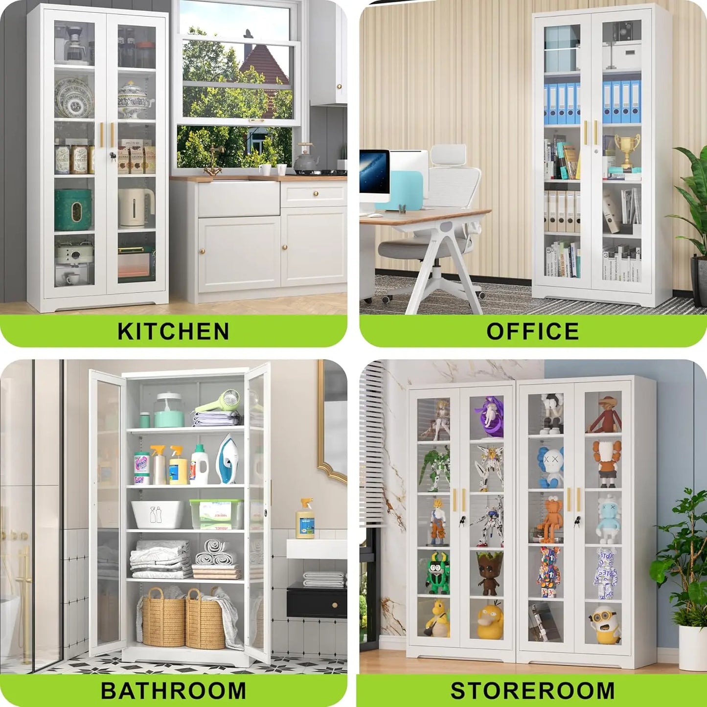 Display Cabinet. Glass Doors. Curio Cabinet. Locking Doors.  71" H. Assembly Required