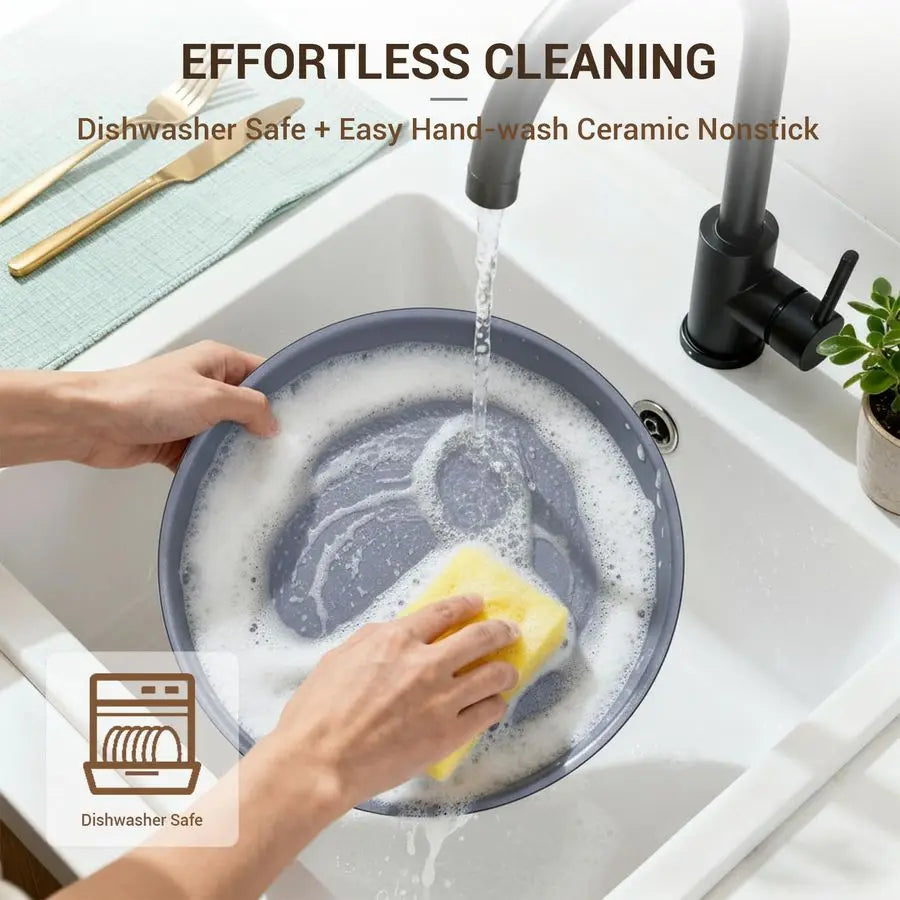 18Piece Ceramic Pots and Pans Set Non Stick, Non Toxic Cookware Set