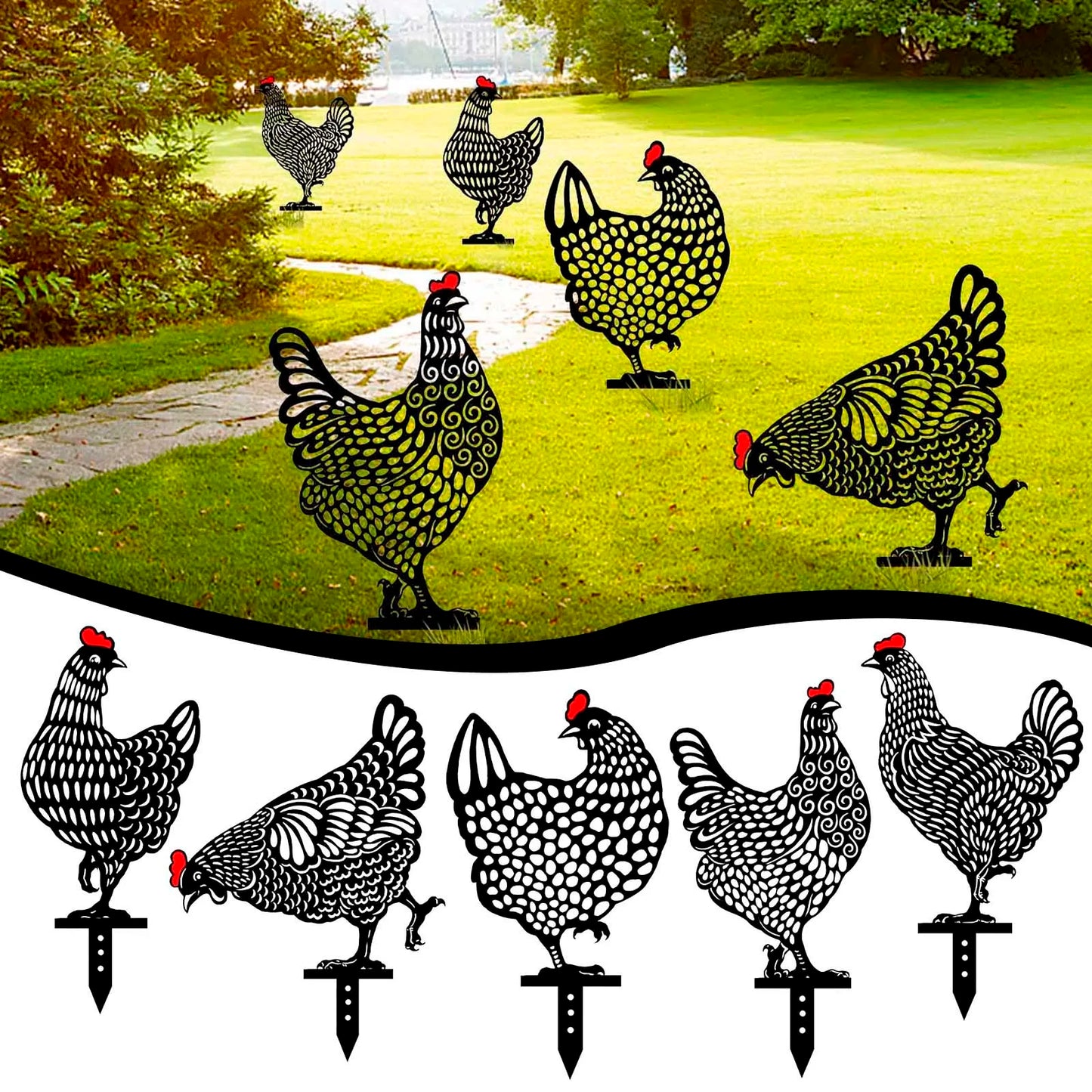 Acrylic Animal Garden Stakes Decorations Hen  For Outdoor Yard Lawn
