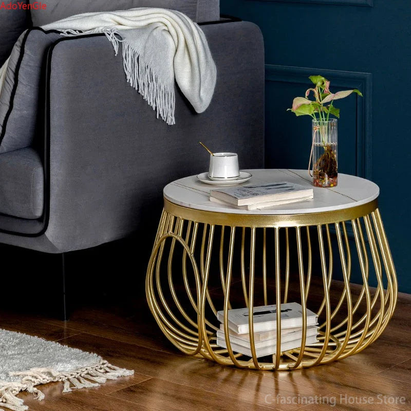 Creative Nordic Iron Tea Table Round Coffee Table for Living Room Cat House Bed