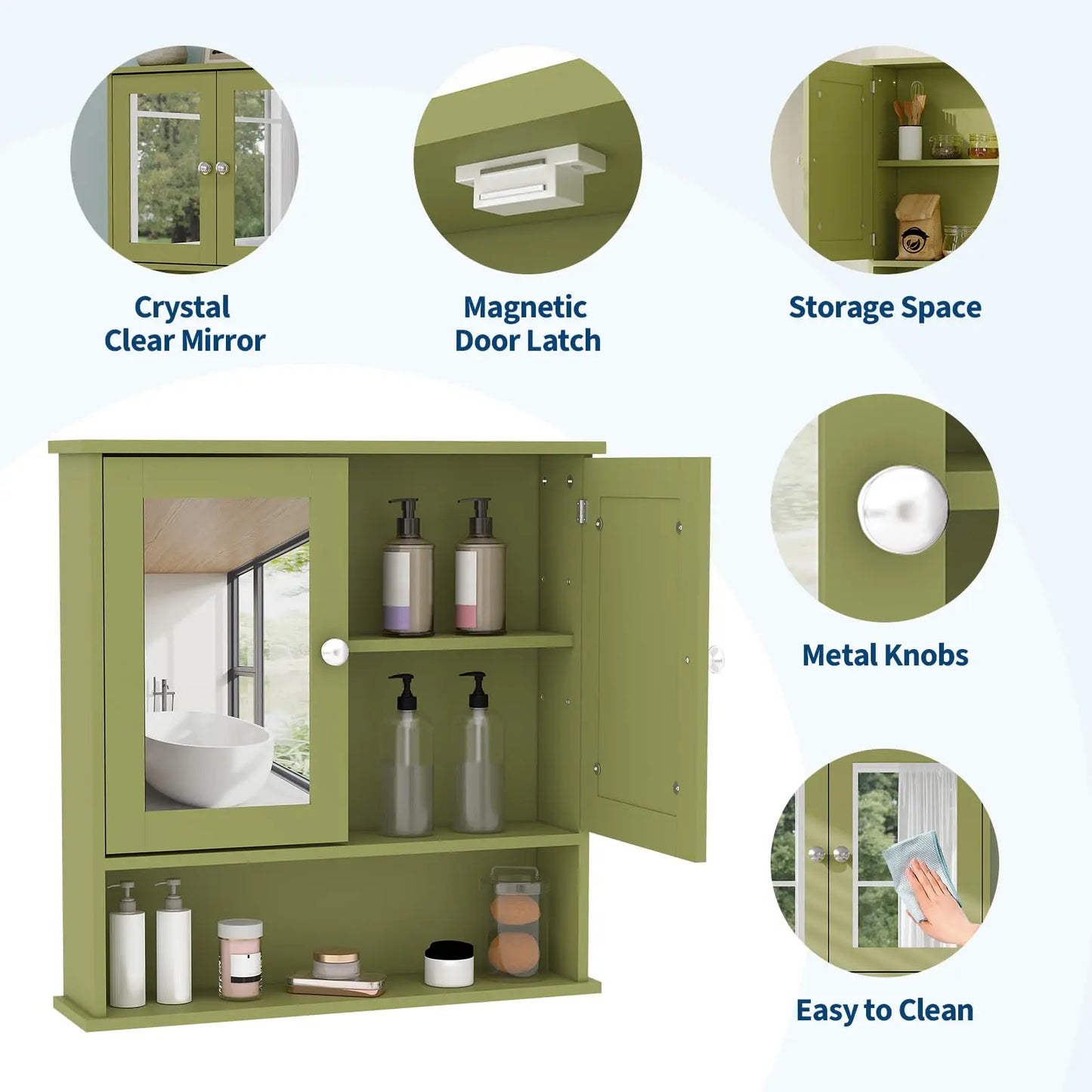 Wall Mounted Medicine Cabinet With Mirror, Adjustable Shelves, Over Toilet Storage, Rustic Cabinet