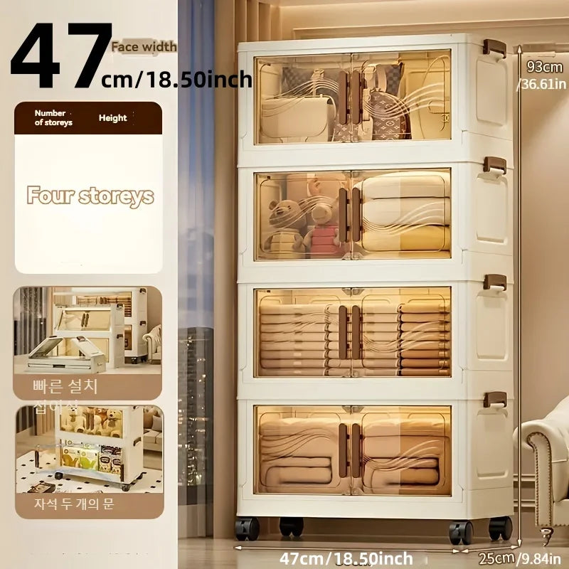 Foldable Storage Box with Clear Door - Spacious, Durable, - Ideal for Organizing Clothes, Books, Toys, and